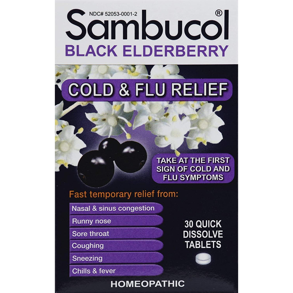 Sambucol Black Elderberry Cold & Flu Relief Tablets, 30 Count
