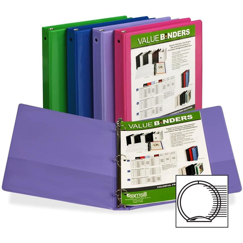 Samsill Economy 2-Pocket Round Ring View Binders, 1" Ring, 1 Count