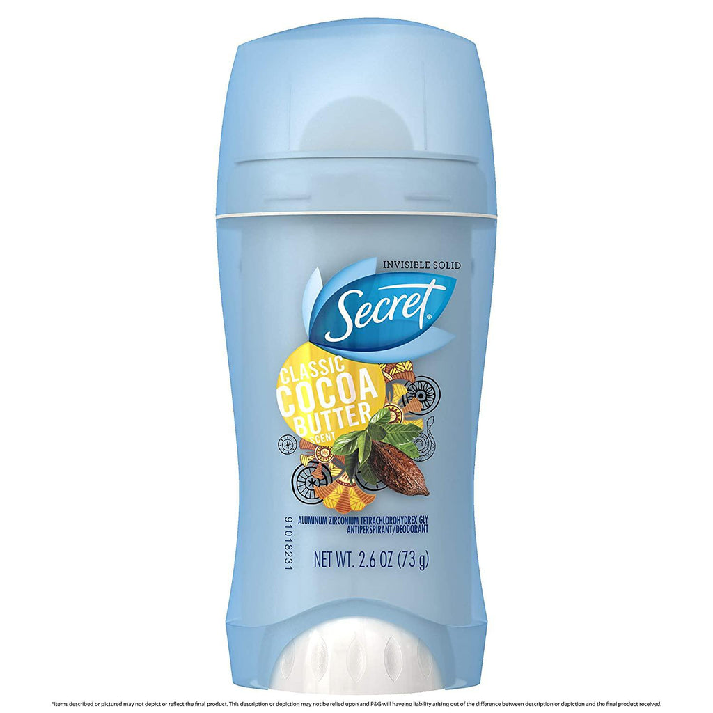 Secret Fresh Antiperspirant Deodorant Invisible Solid, Cocoa Butter, 2.6 oz* UPC 037000203704