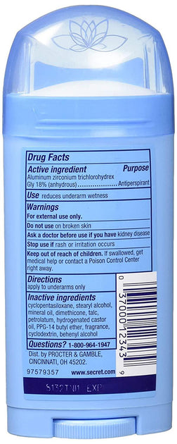 Secret Invisible Solid Sheer Dry Powder Fresh - 2.6 OZ | Silver Rod ...