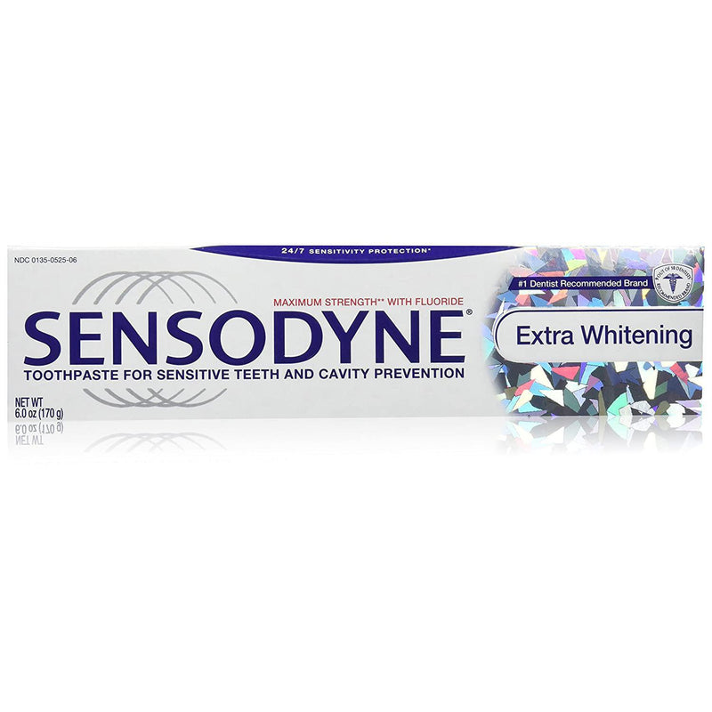 Sensodyne Extra Whitening Toothpaste for Sensitive Teeth, Cavity Prevention and Sensitive Teeth Whitening - 6 Oz
