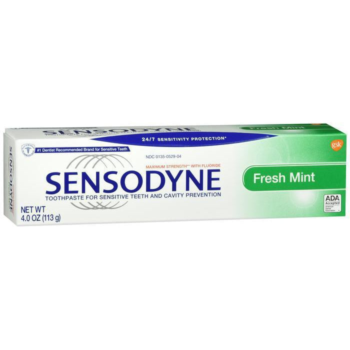 Sensodyne Fresh Mint Sensitive Toothpaste, Cavity Prevention and Sensitive Teeth Treatment -4 Oz