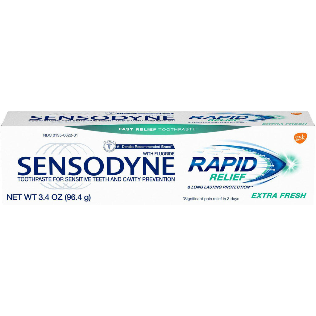 Sensodyne Rapid Relief Sensitive Toothpaste, Cavity Prevention and Sensitive Teeth Treatment - 3.4 Oz