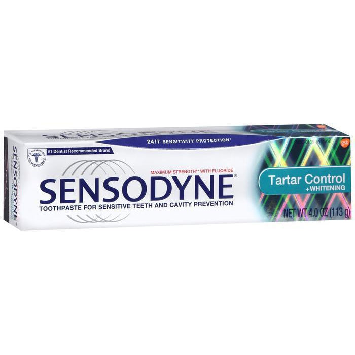 Sensodyne Tartar Control plus Whitening Fluoride Toothpaste for Sensitive Teeth, 4 Oz