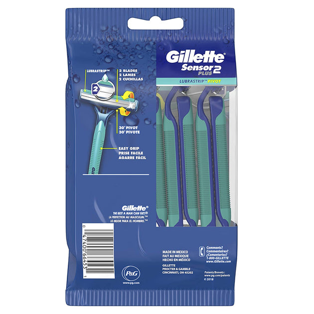 Gillette Sensor2 Plus Pivoting Head Men's Disposable Razors, 10 Count ...