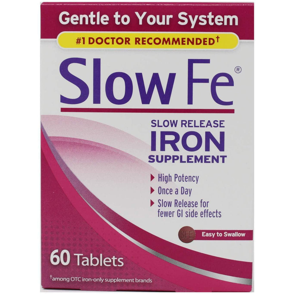 Slow Fe Slow Release Iron Supplement High Potency Iron 45 mg, 60 tablets