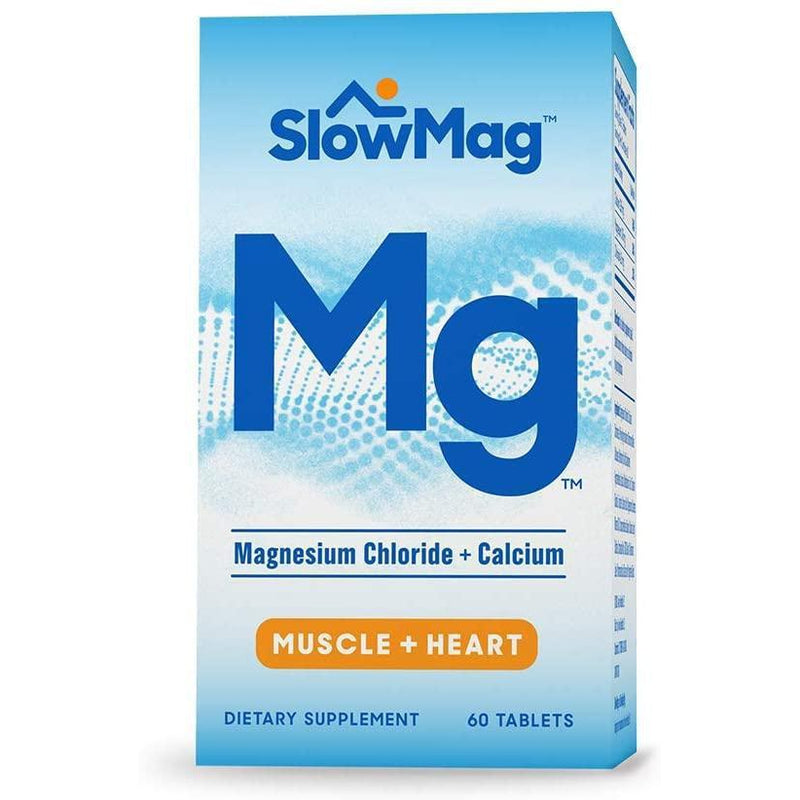 SlowMag Mg Muscle + Heart Magnesium Chloride with Calcium Supplement, 60 tablets