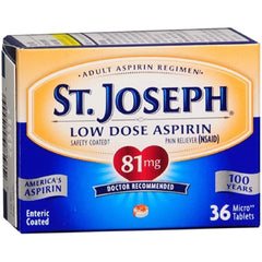 St. Joseph Low Dose Aspirin Enteric Coated, 36 Tabs