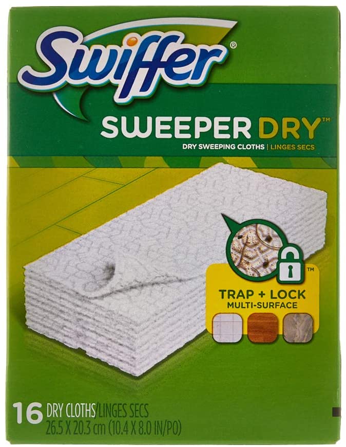 Swiffer Disposable Cloth Dry Sweeping Refills, 16 Count, Pack of 2 Boxes