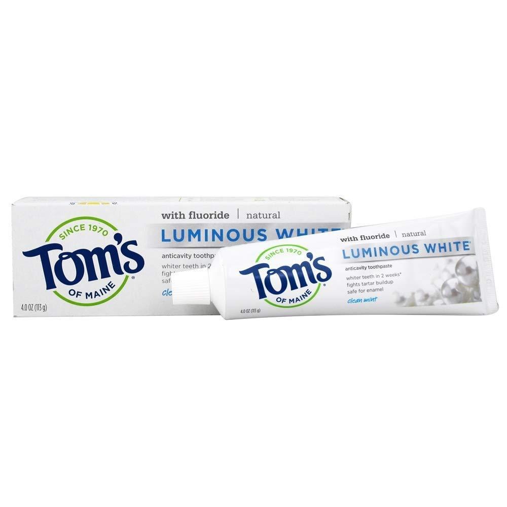 Tom's of Maine Luminous White Toothpaste, Natural Toothpaste, Clean Mint - 4.0 Oz