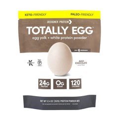 Designer Protein Totally Egg, Dutch Chocolate, 12.4 Oz, Paleo-friendly Egg White & Yolk Protein Powder