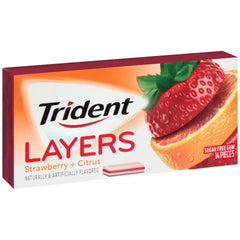 Trident Layers Sugar Free Gum, Strawberry + Citrus, 14 pieces, 1 Pack