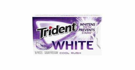 Trident White Sugar Free Gum, Cool Rush, 19 Pieces, 1 Pack
