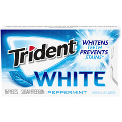 Trident White Sugar Free Gum, Peppermint, 16 Pieces, 1 Pack