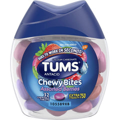 TUMS Chewy Bites Antacid, Assorted Berries - 32 Chewable tablets - Pack of 2
