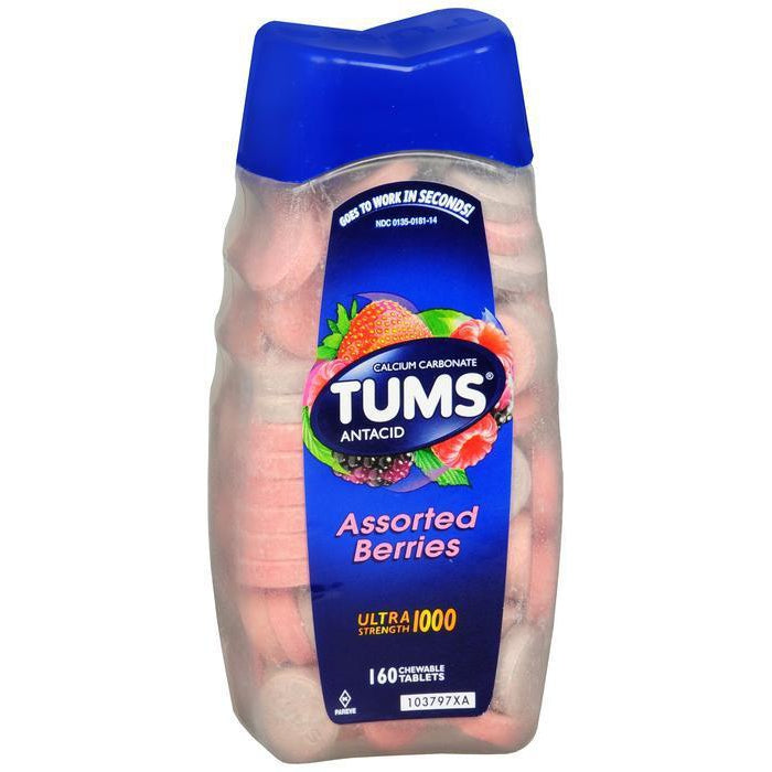 Tums Ultra Strength 1000 Antacid, Assorted Berries - 160 tablets