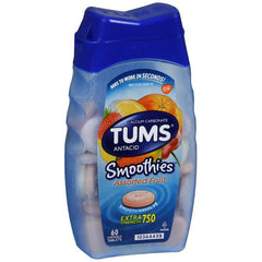 TUMS Smoothies Extra Strength, Assorted Fruit Antacid Chewable Tablets - 60 Count