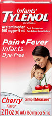 Tylenol Infants Liquid Medicine with Acetaminophen, Pain Plus Fever Relief, Dye-Free Cherry, 2 fl oz