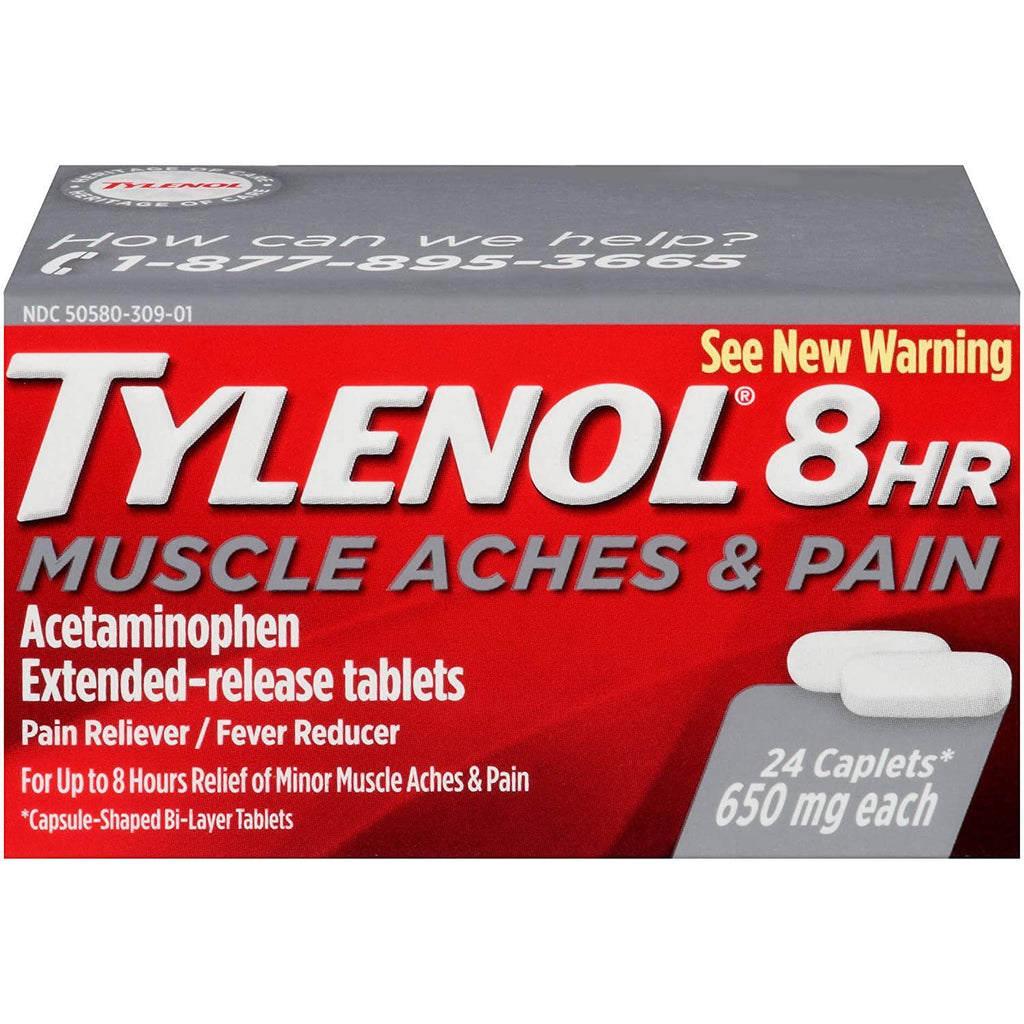 Tylenol 8 Hour Muscle Aches & Pain Acetaminophen 650mg ER Tablets, 24 count
