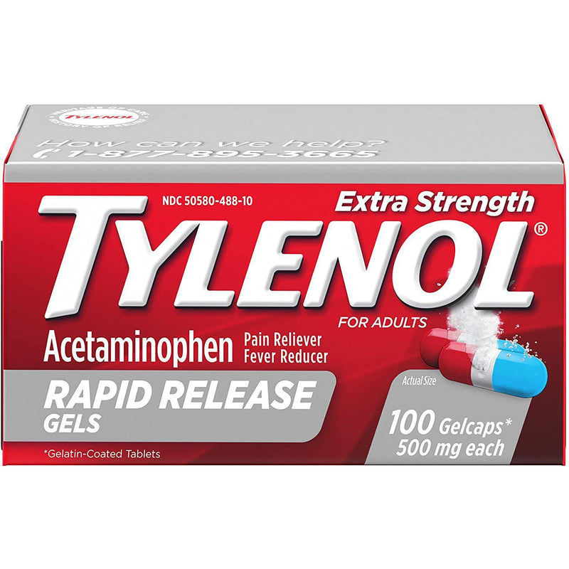 Tylenol Extra Strength Rapid Release Gels with Acetaminophen, Pain Reliever & Fever Reducer, 100 count