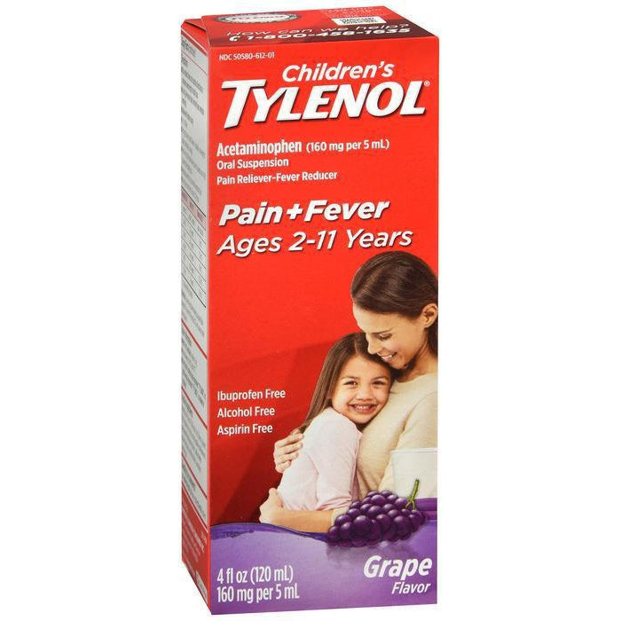 Children's Tylenol Oral Suspension Medicine, Acetaminophen Pain Reliever & Fever Reducer, Grape Flavored, 4 fl oz.*