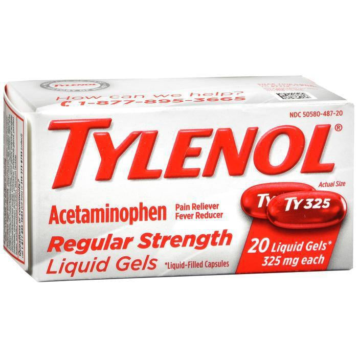 Tylenol Regular Strength Liquid Gels with 325 mg Acetaminophen, Pain Reliever & Fever Reducer, 20 ct