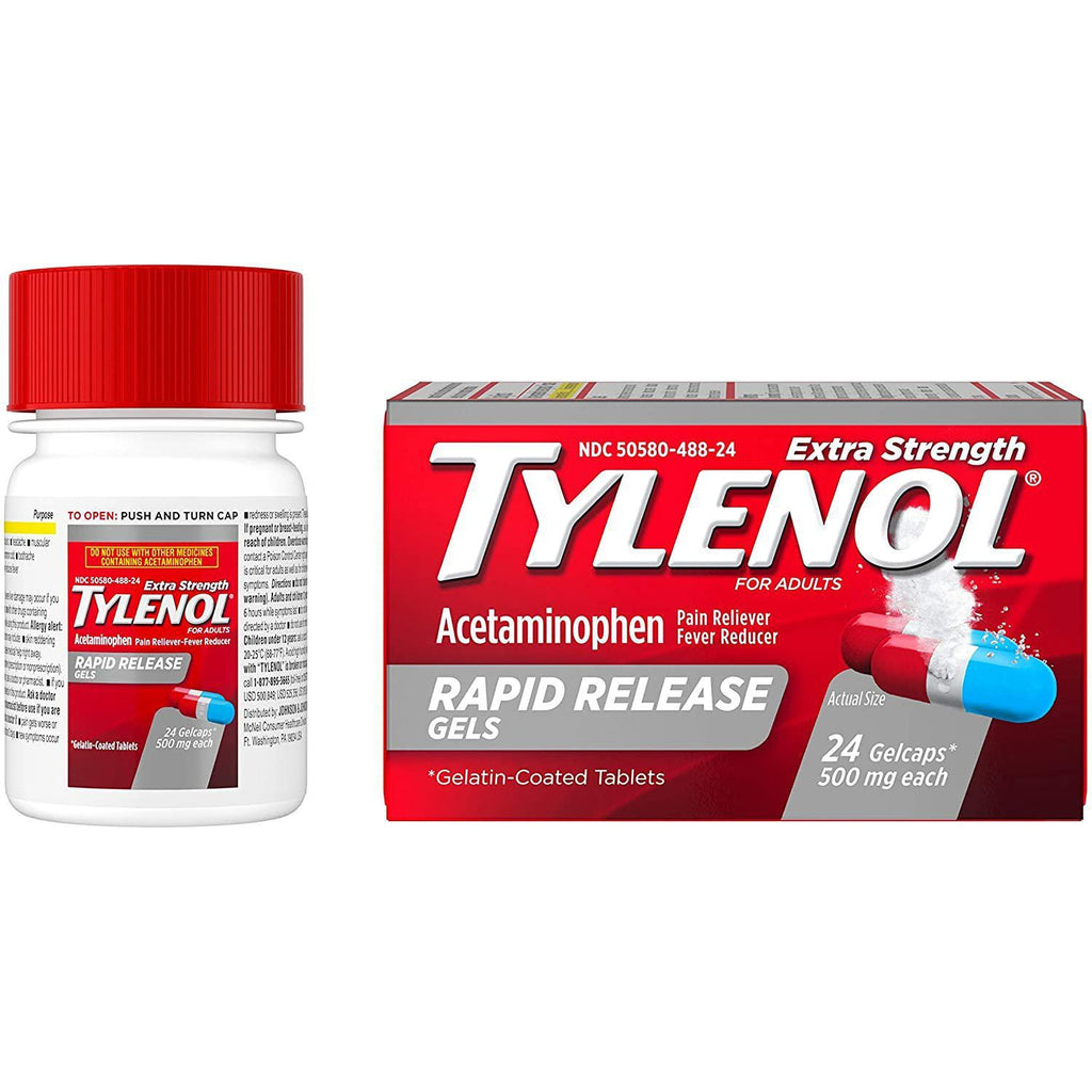 Tylenol Extra Strength Rapid Release Gels with Acetaminophen, Pain Reliever & Fever Reducer, 24 ct