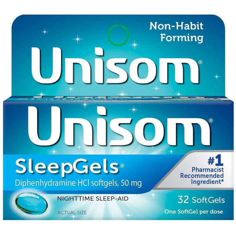 Unisom Sleep Gels, Nighttime Sleep-Aid, 50 mg Diphenhydramine HCl, 32 Soft Gel Capsules