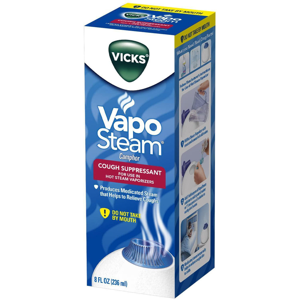 Vicks VapoSteam, 8 Ounce Medicated Vaporizing Liquid with Camphor to Help Relieve Coughing, For Use in Vicks Vaporizers and Humidifiers