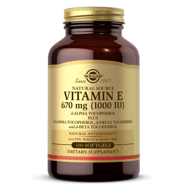 Solgar Vitamin E 670 mg (1000 IU), 100 Mixed Softgels - Natural Antioxidant, Skin & Immune System Support - Naturally-Sourced Vitamin E - Gluten Free, Dairy Free - 100 Servings