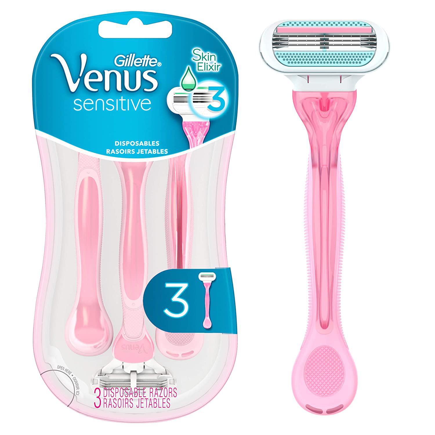 Venus Razor Silver Gillette Venus Sensitive Women's Disposable Razors - 3 count | Silver ...
