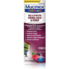 Mucinex Children's Multi-Symptom Cold and Fever Liquid, Very Berry, 4 fl oz