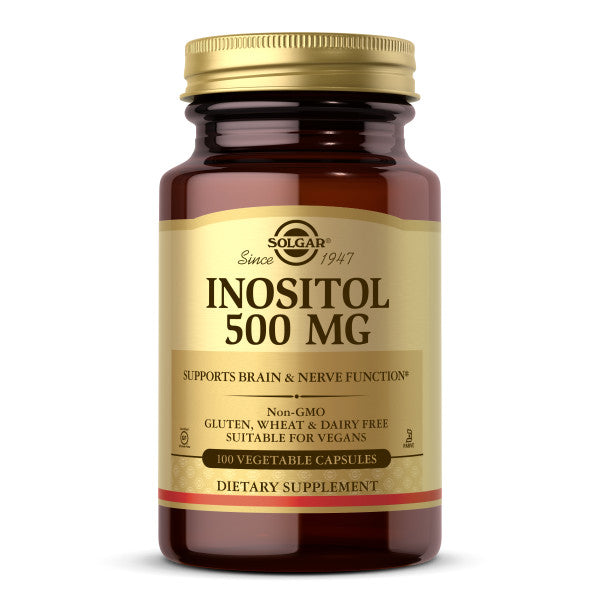 Solgar Inositol 500 mg, 100 Vegetable Capsules - Supports Cellular Function & Brain Health - Vegan, Gluten Free, Dairy Free, Kosher - 100 Servings