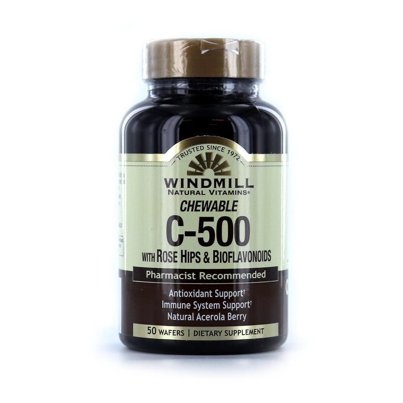 Windmill Vitamin C-500 Chewable with Rose Hips & Bioflavonoids - 50 Tablets