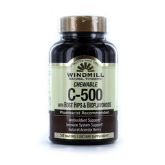 Windmill Vitamin C-500 Chewable with Rose Hips & Bioflavonoids - 50 Tablets