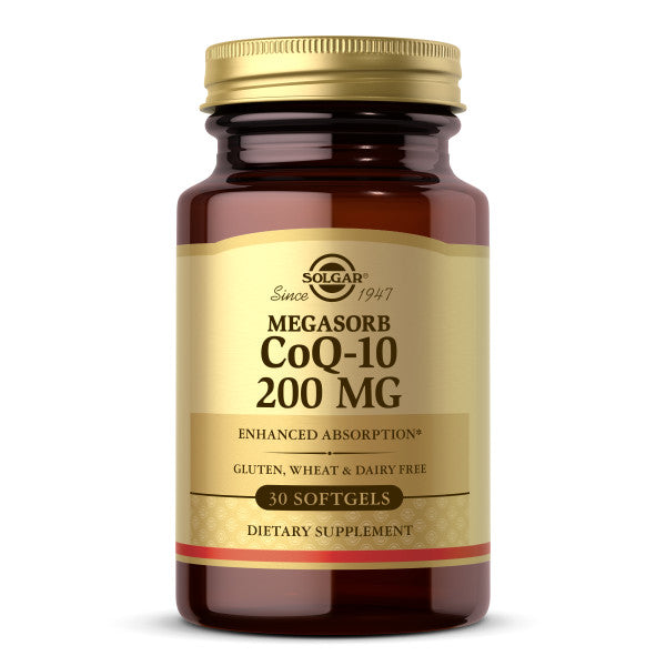 Solgar Megasorb CoQ-10 200 mg, 30 Softgels - Supports Heart & Brain Function - Coenzyme Q10 Supplement - Enhanced Absorption - Gluten Free, Dairy Free - 30 Servings
