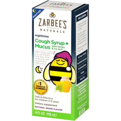 Zarbee's Naturals Children's Cough Syrup + Mucus Nighttime, Grape Flavor, 4 fl oz