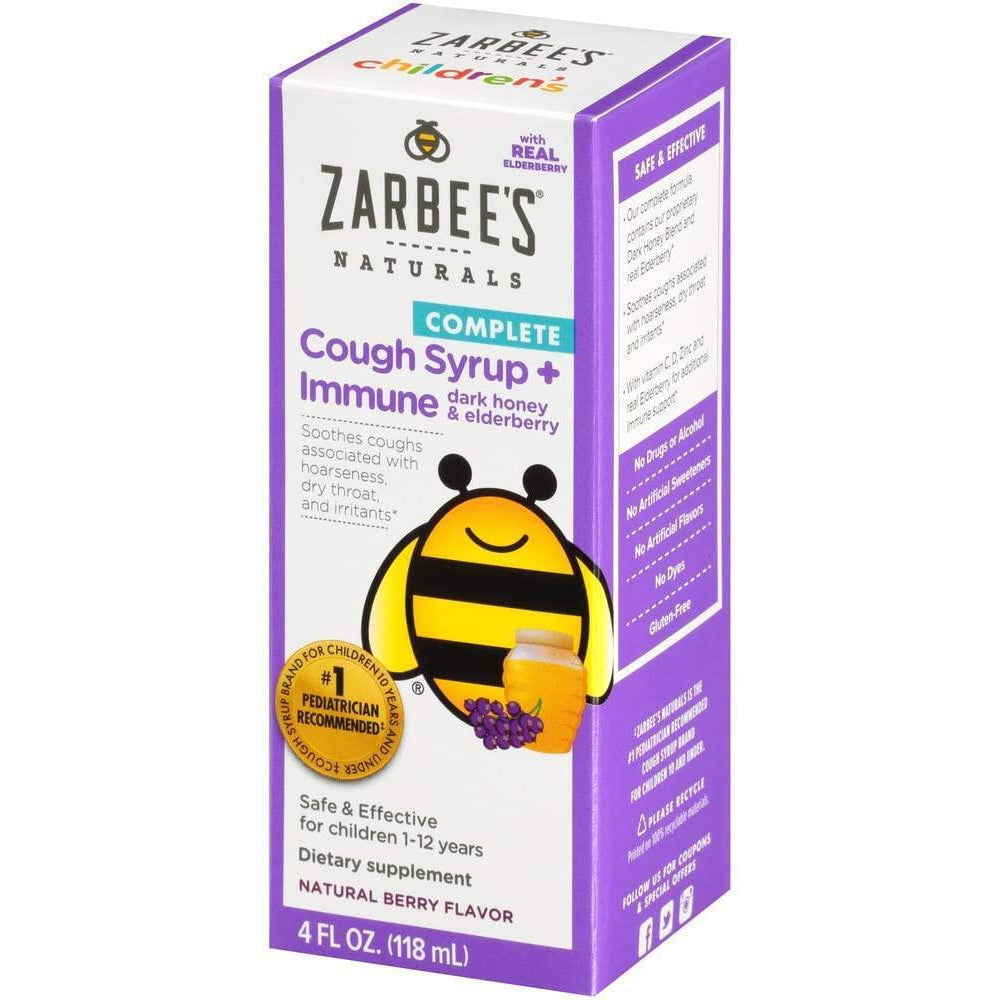 Zarbee's Naturals Children's Complete Daytime Cough Syrup + Immune, Berry Flavor, 4 fl oz.