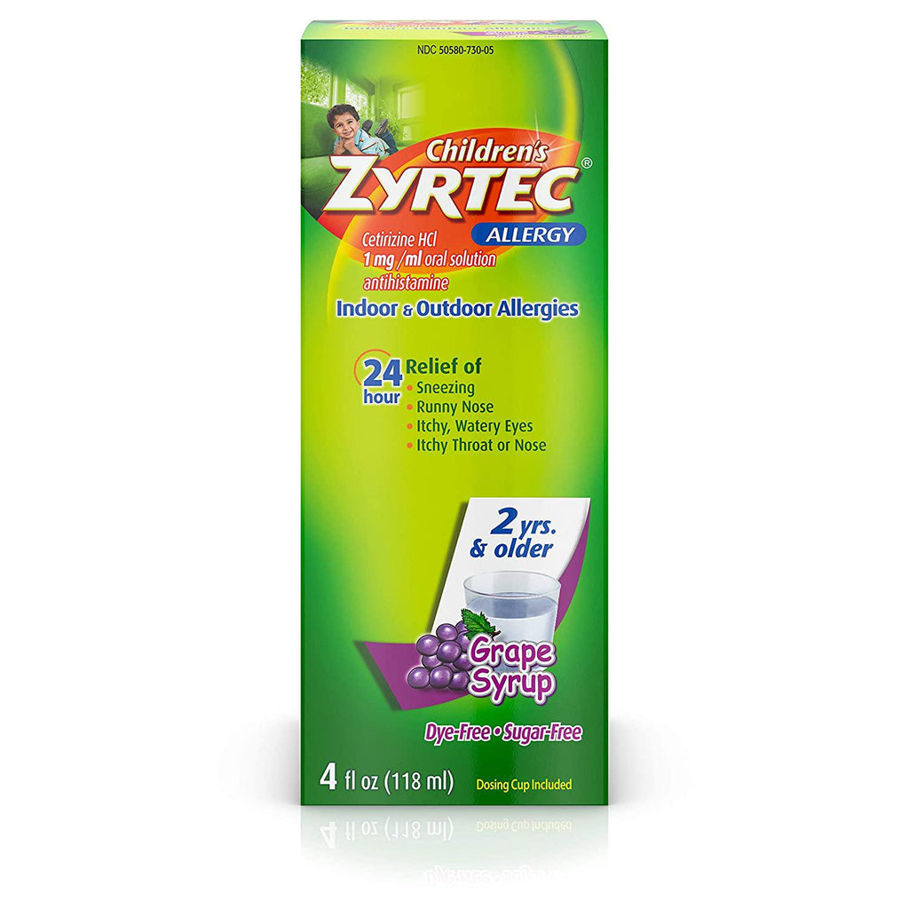 Zyrtec 24 Hr Children‚Äôs Allergy Syrup with Cetirizine, Grape Flavor, 4 fl oz.